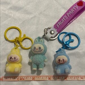 Plush Keychain Set - Yellow and Blue